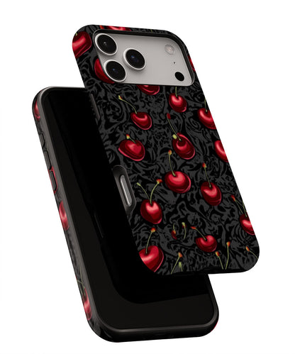 Double-Layer Semi-Handprinted Tough Matte Cherries iPhone Case