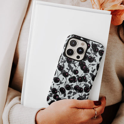 Double-Layer Semi-Handprinted Tough Matte Cherries iPhone Case