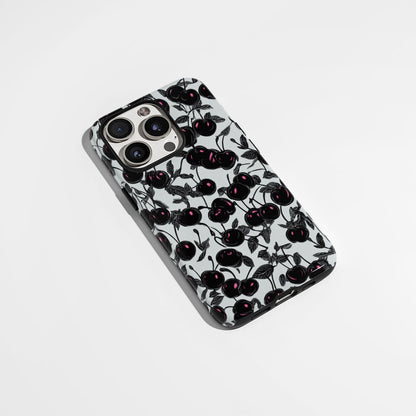 Double-Layer Semi-Handprinted Tough Matte Cherries iPhone Case