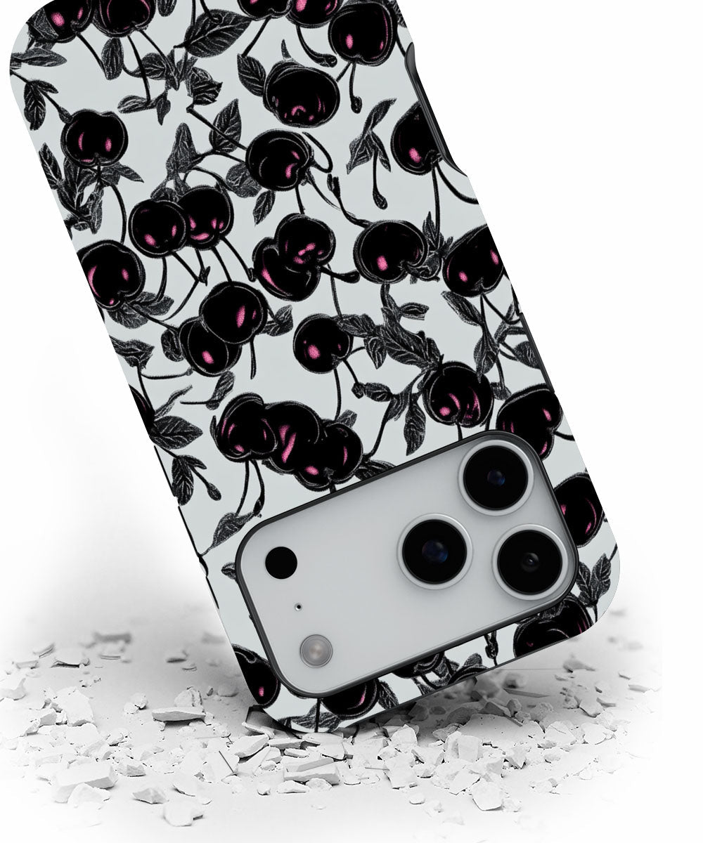 Double-Layer Semi-Handprinted Tough Matte Cherries iPhone Case