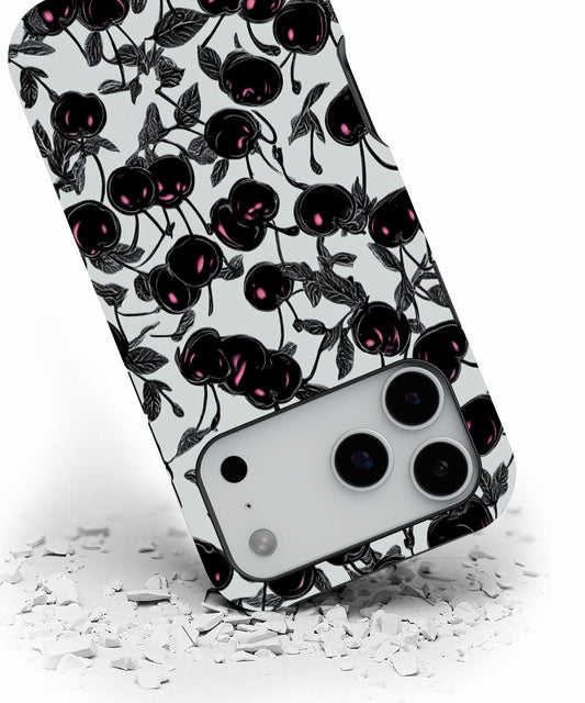 Double-Layer Semi-Handprinted Tough Matte Cherries iPhone Case