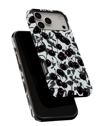Double-Layer Semi-Handprinted Tough Matte Cherries iPhone Case