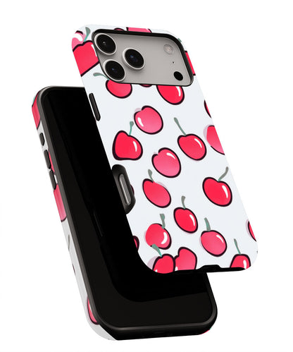 Double-Layer Semi-Handprinted Tough Matte Cherries iPhone Case