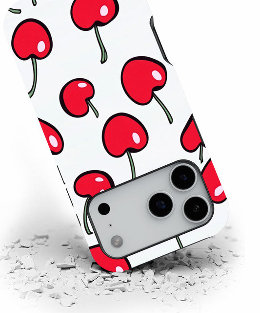 Double-Layer Semi-Handprinted Tough Matte Cherries iPhone Case