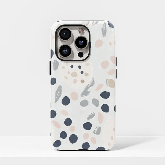 Double-Layer Semi-Handprinted Tough Matte Dots iPhone Case