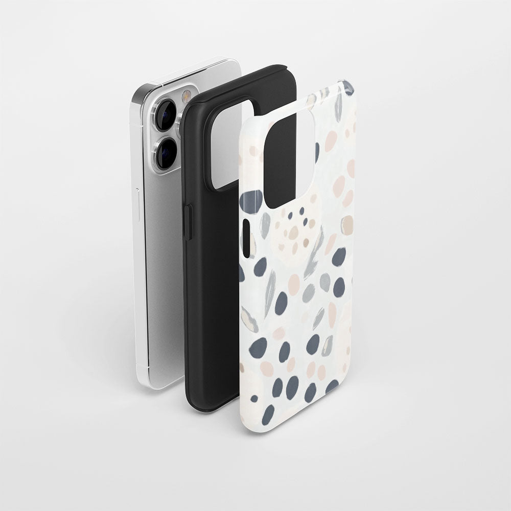 Double-Layer Semi-Handprinted Tough Matte Dots iPhone Case