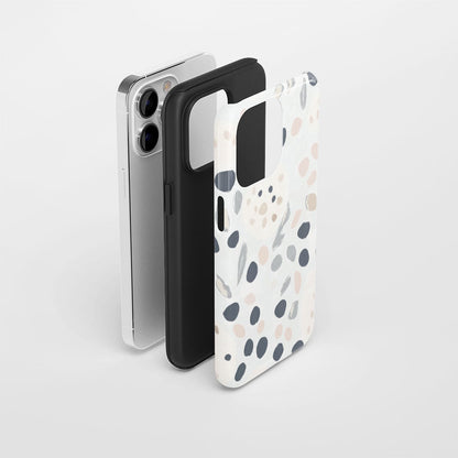 Double-Layer Semi-Handprinted Tough Matte Dots iPhone Case