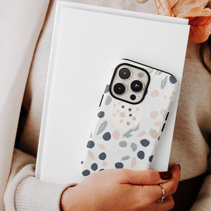 Double-Layer Semi-Handprinted Tough Matte Dots iPhone Case