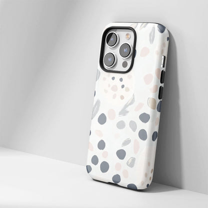 Double-Layer Semi-Handprinted Tough Matte Dots iPhone Case