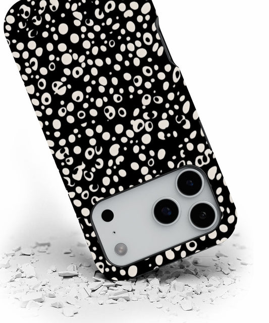 Double-Layer Semi-Handprinted Tough Matte Dots iPhone Case