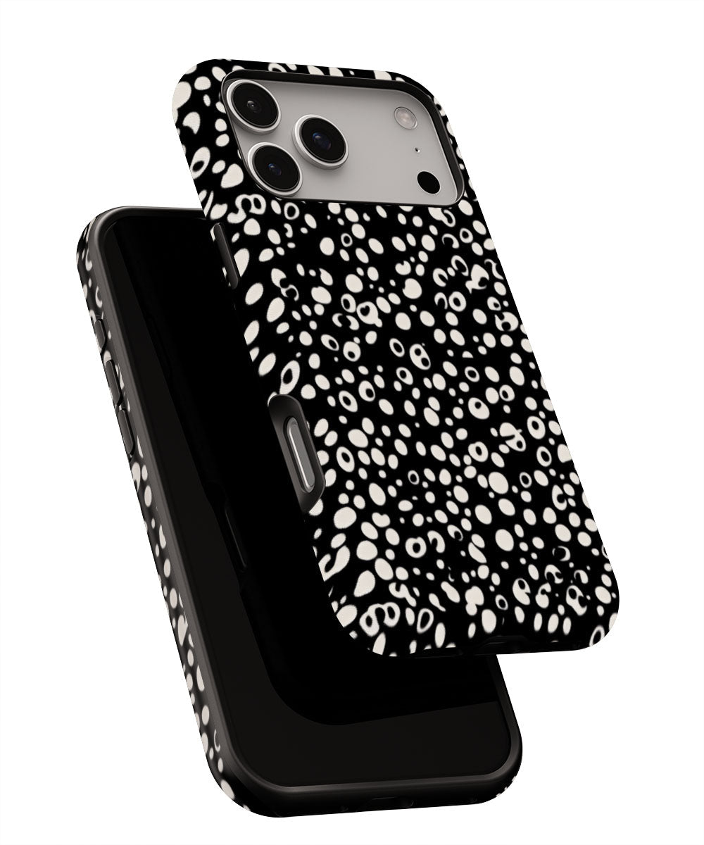 Double-Layer Semi-Handprinted Tough Matte Dots iPhone Case