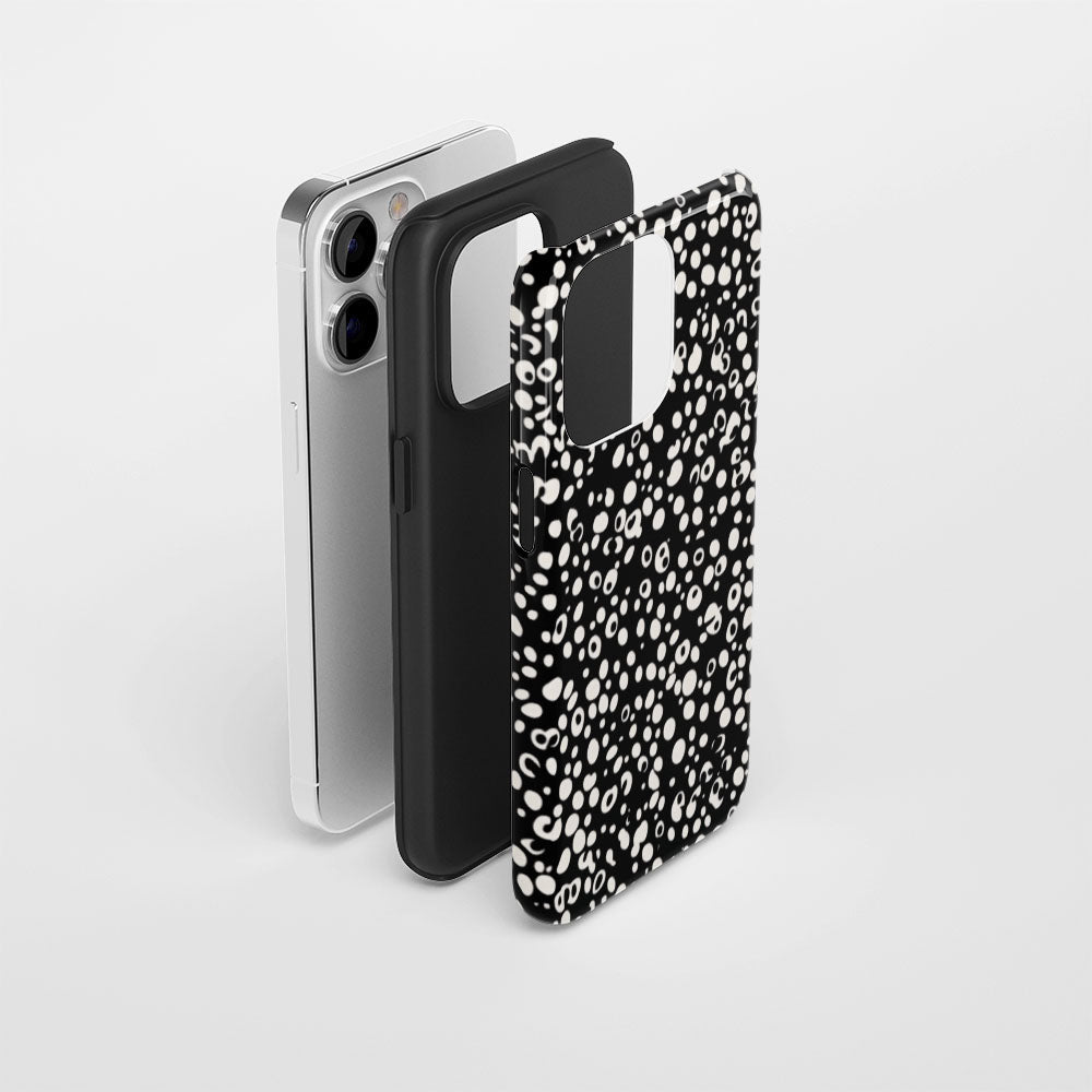 Double-Layer Semi-Handprinted Tough Matte Dots iPhone Case