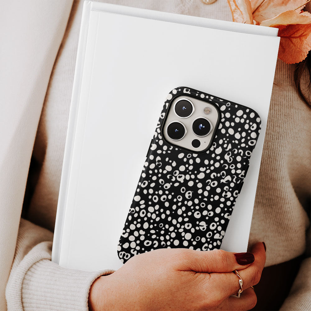 Double-Layer Semi-Handprinted Tough Matte Dots iPhone Case