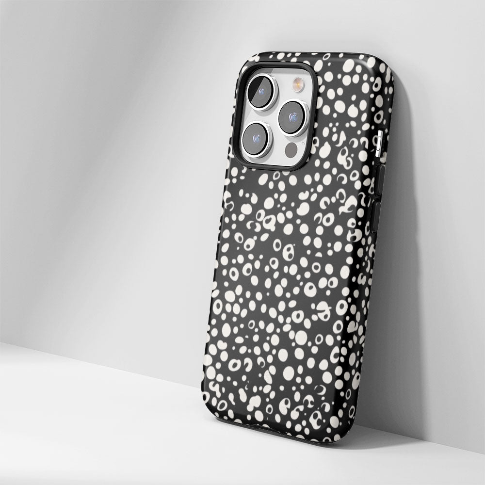 Double-Layer Semi-Handprinted Tough Matte Dots iPhone Case