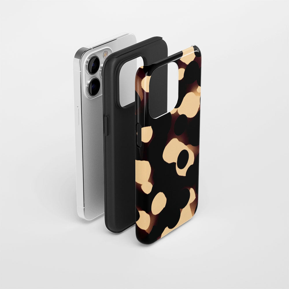 Double-Layer Semi-Handprinted Tough Matte Dots iPhone Case