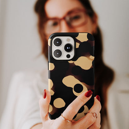 Double-Layer Semi-Handprinted Tough Matte Dots iPhone Case