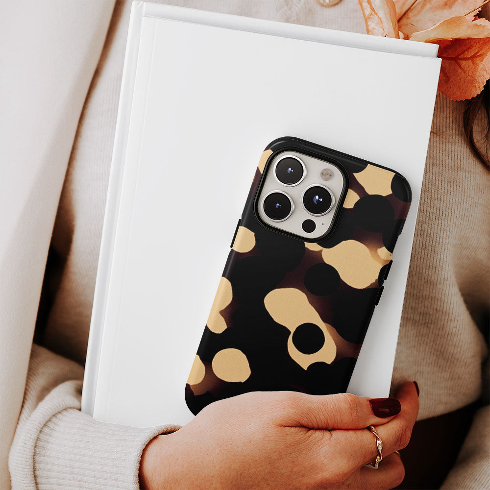 Double-Layer Semi-Handprinted Tough Matte Dots iPhone Case