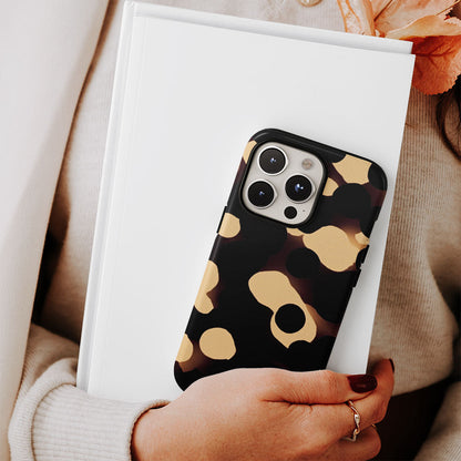 Double-Layer Semi-Handprinted Tough Matte Dots iPhone Case