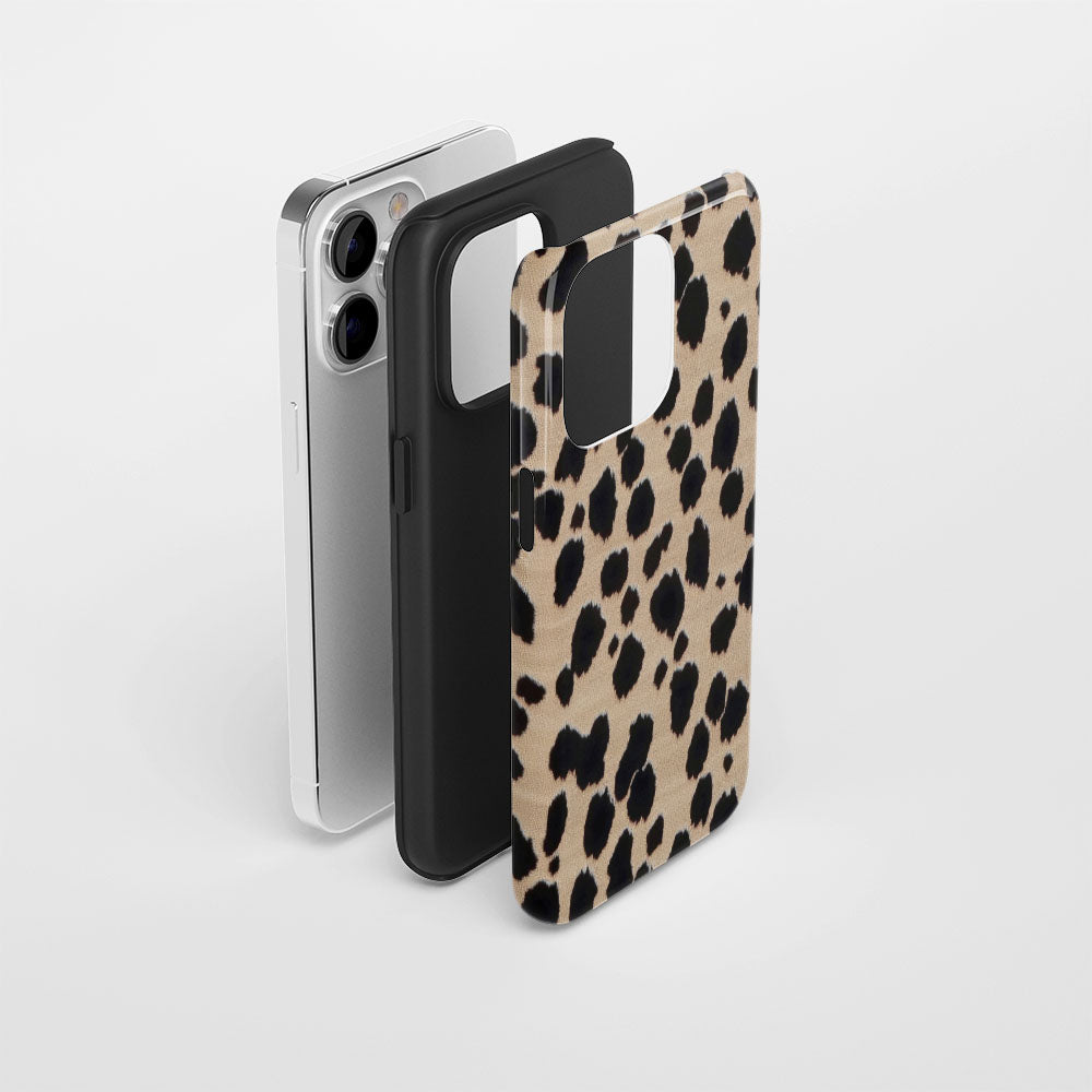 Double-Layer Semi-Handprinted Tough Matte Dots iPhone Case