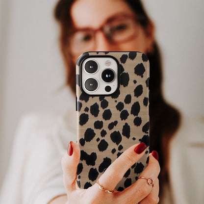 Double-Layer Semi-Handprinted Tough Matte Dots iPhone Case