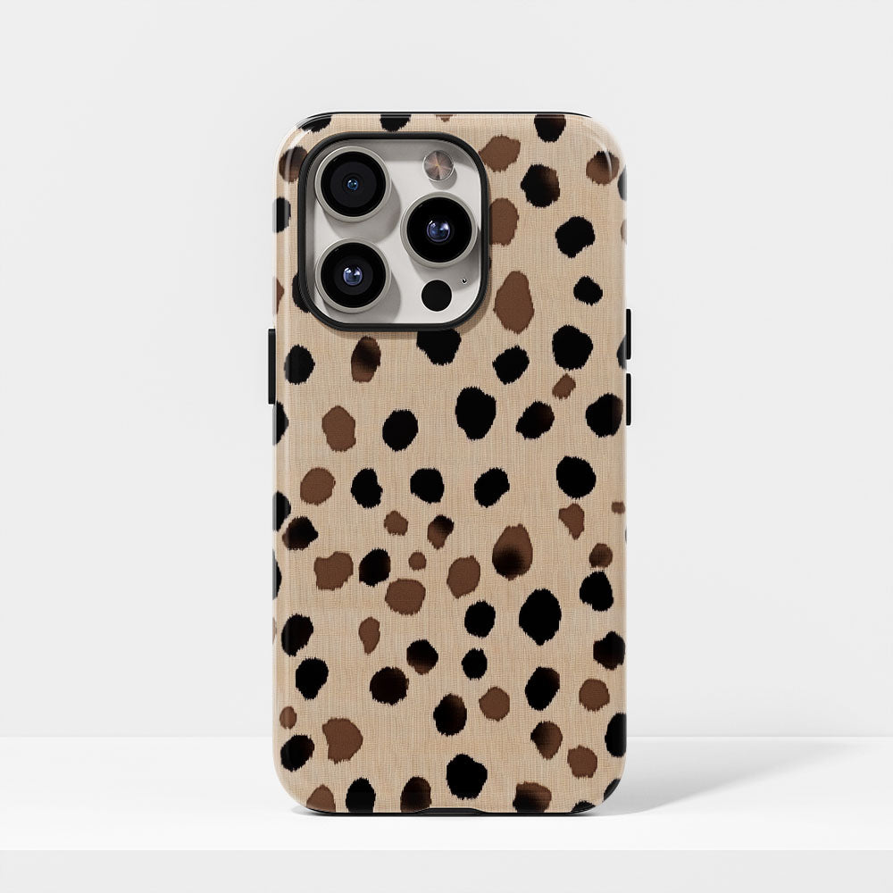 Double-Layer Semi-Handprinted Tough Matte Dots iPhone Case