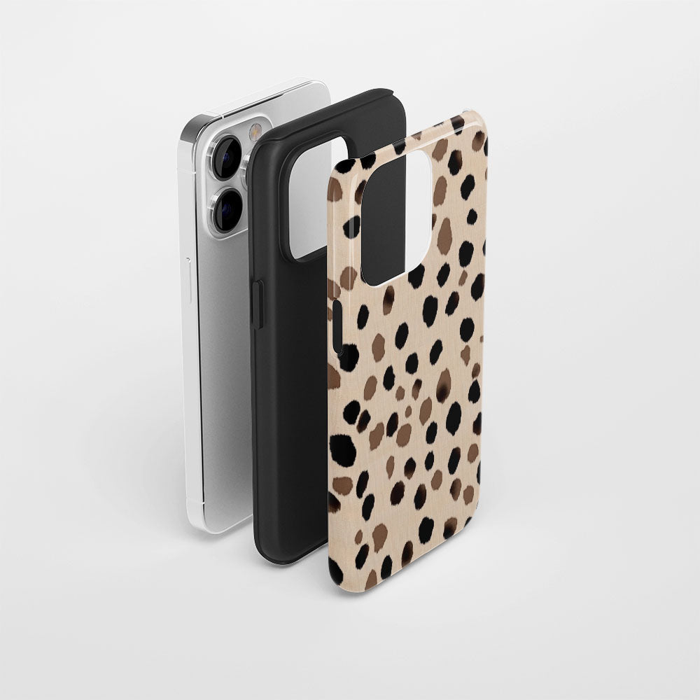 Double-Layer Semi-Handprinted Tough Matte Dots iPhone Case