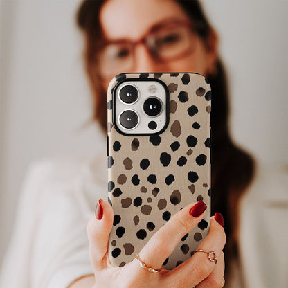 Double-Layer Semi-Handprinted Tough Matte Dots iPhone Case