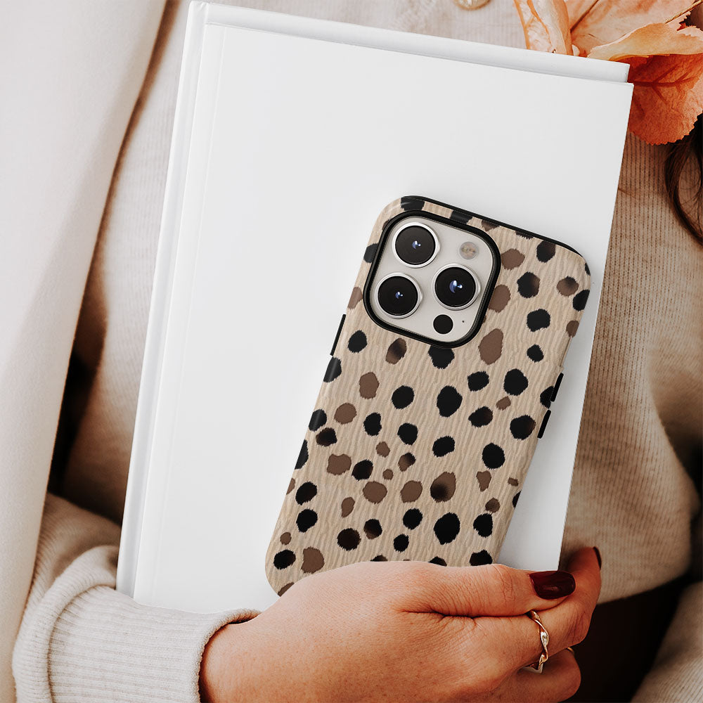 Double-Layer Semi-Handprinted Tough Matte Dots iPhone Case