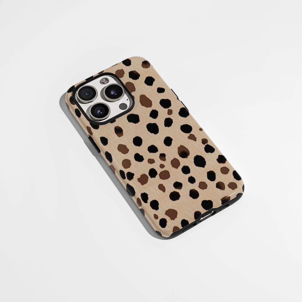 Double-Layer Semi-Handprinted Tough Matte Dots iPhone Case