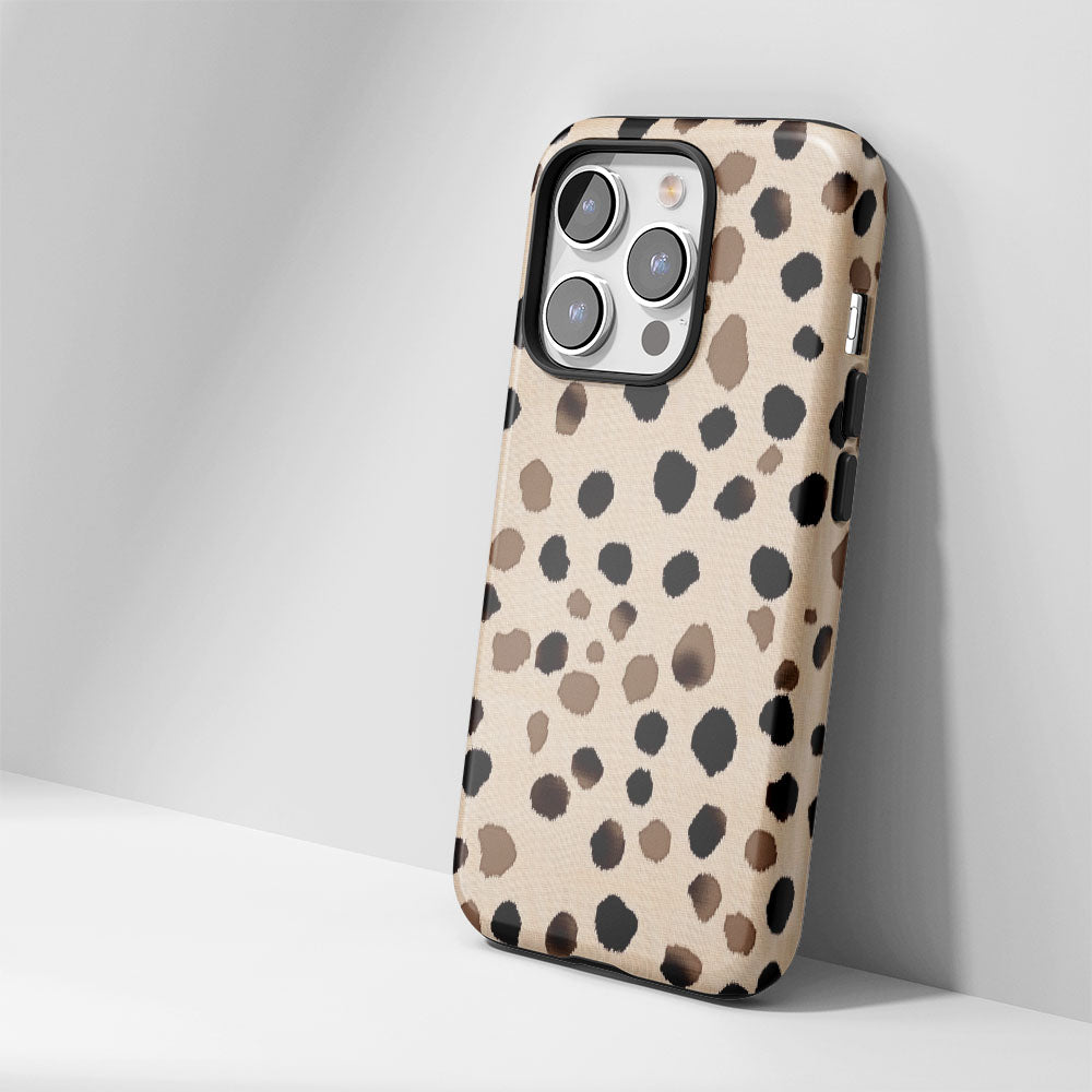 Double-Layer Semi-Handprinted Tough Matte Dots iPhone Case