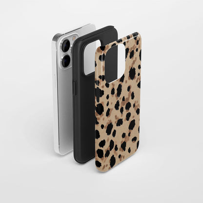 Double-Layer Semi-Handprinted Tough Matte Dots iPhone Case