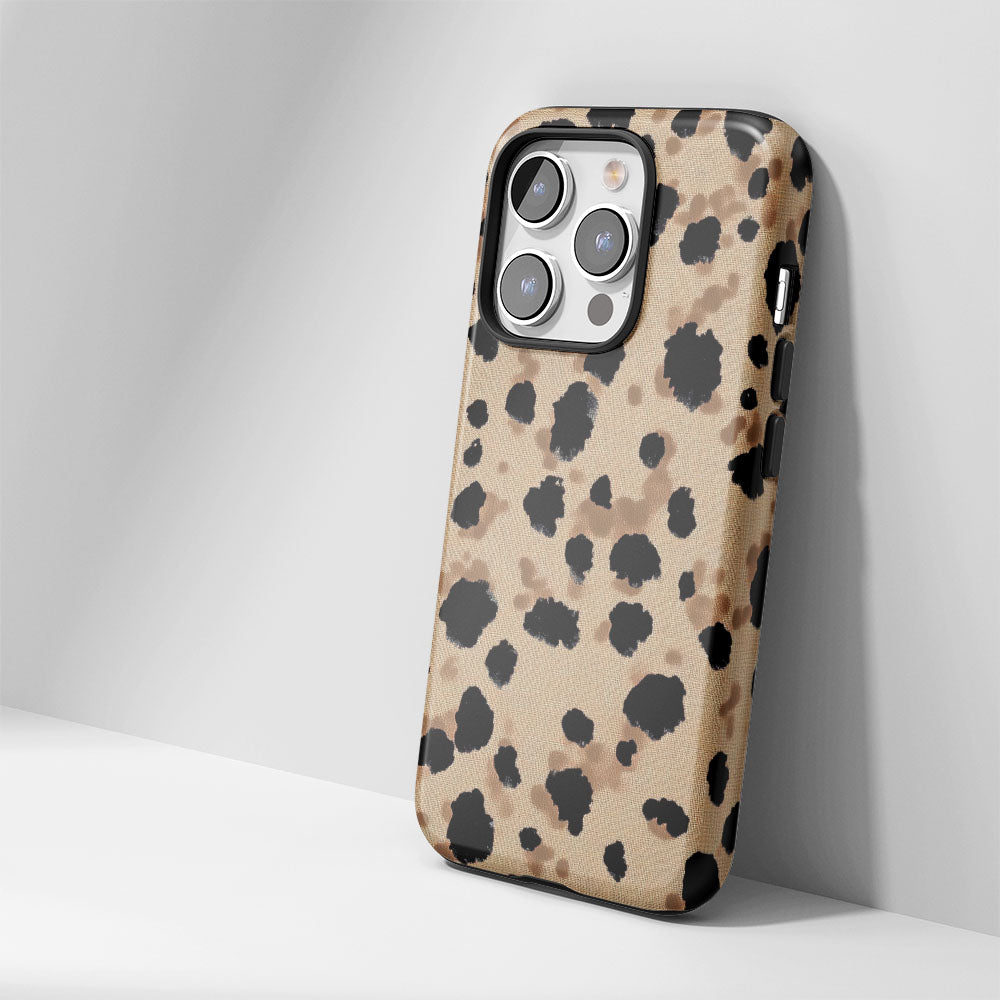 Double-Layer Semi-Handprinted Tough Matte Dots iPhone Case