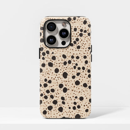 Double-Layer Semi-Handprinted Tough Matte Dots iPhone Case