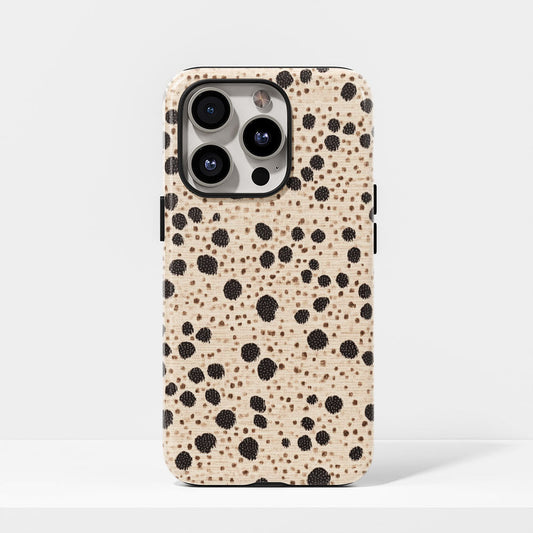 Double-Layer Semi-Handprinted Tough Matte Dots iPhone Case