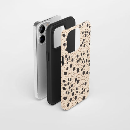 Double-Layer Semi-Handprinted Tough Matte Dots iPhone Case