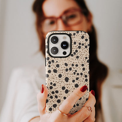 Double-Layer Semi-Handprinted Tough Matte Dots iPhone Case