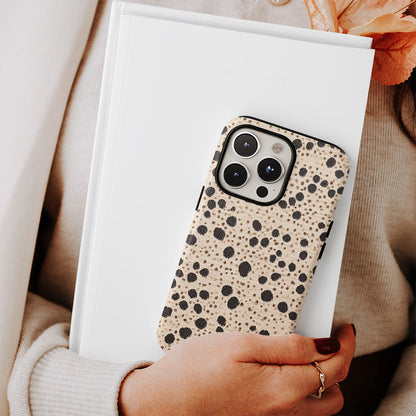 Double-Layer Semi-Handprinted Tough Matte Dots iPhone Case