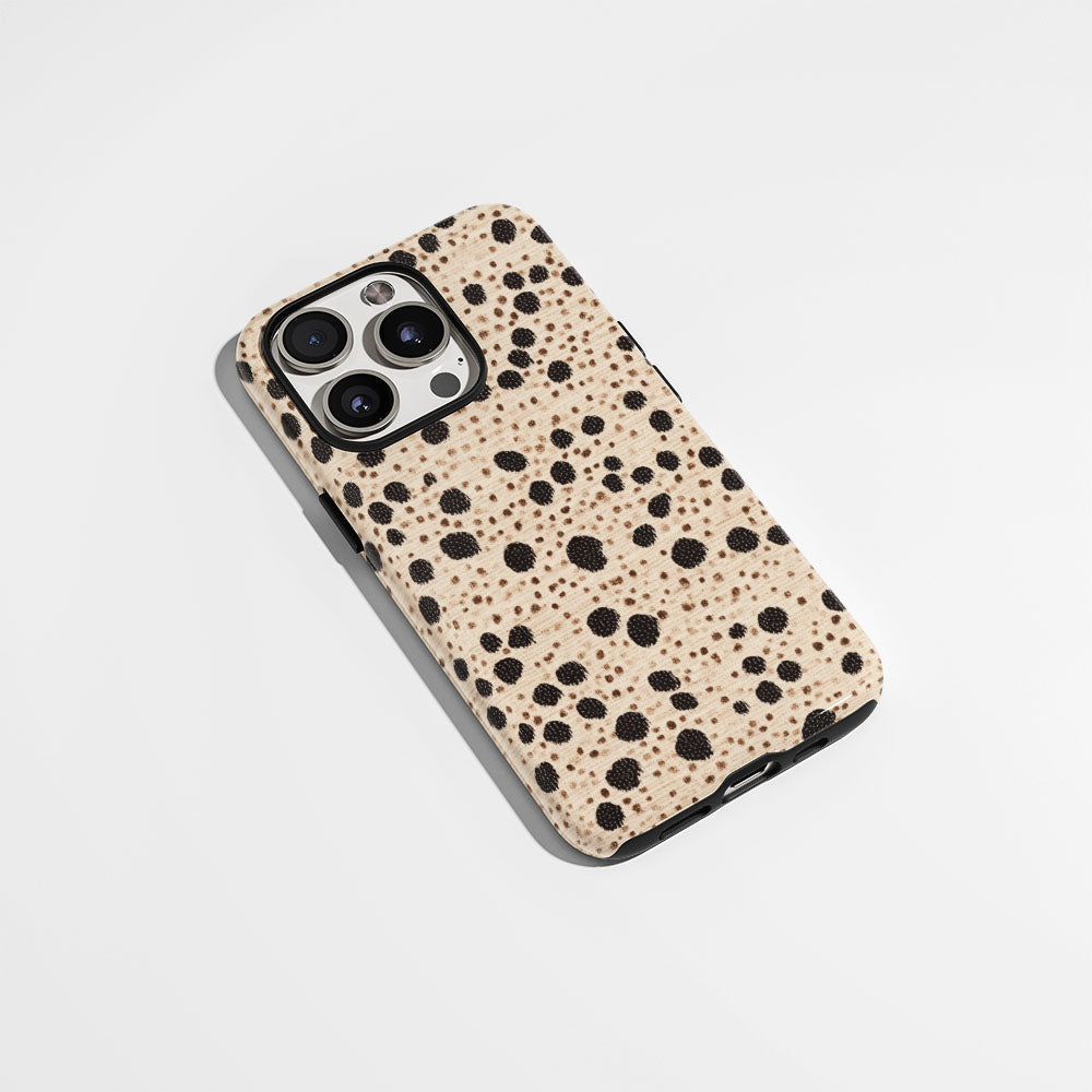 Double-Layer Semi-Handprinted Tough Matte Dots iPhone Case