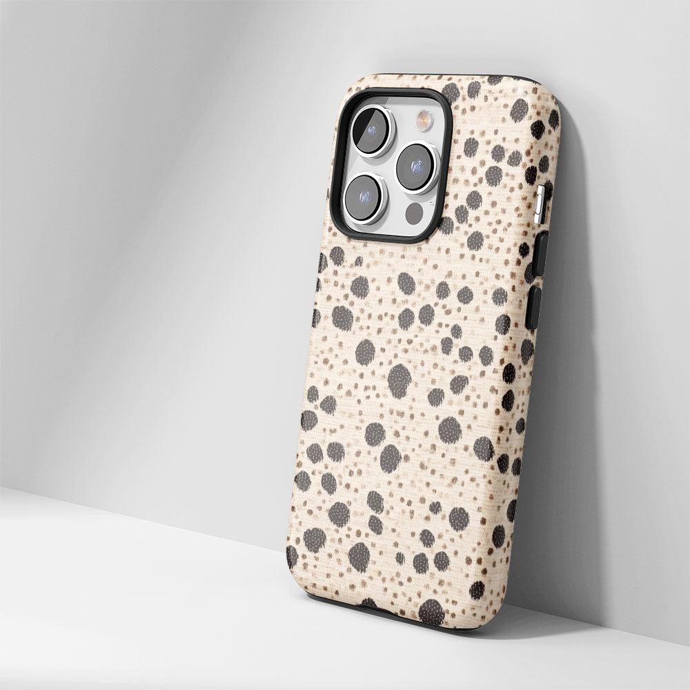 Double-Layer Semi-Handprinted Tough Matte Dots iPhone Case