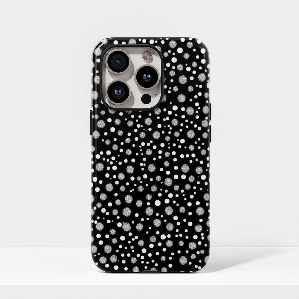 Double-Layer Semi-Handprinted Tough Matte Dots iPhone Case