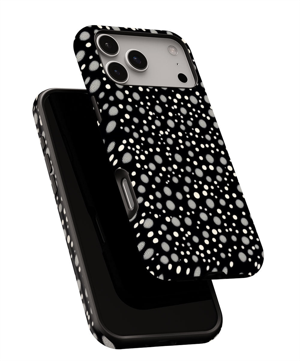 Double-Layer Semi-Handprinted Tough Matte Dots iPhone Case