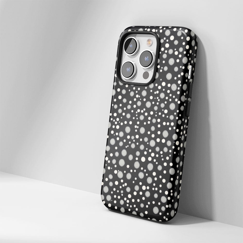 Double-Layer Semi-Handprinted Tough Matte Dots iPhone Case