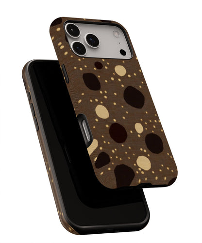 Double-Layer Semi-Handprinted Tough Matte Dots iPhone Case