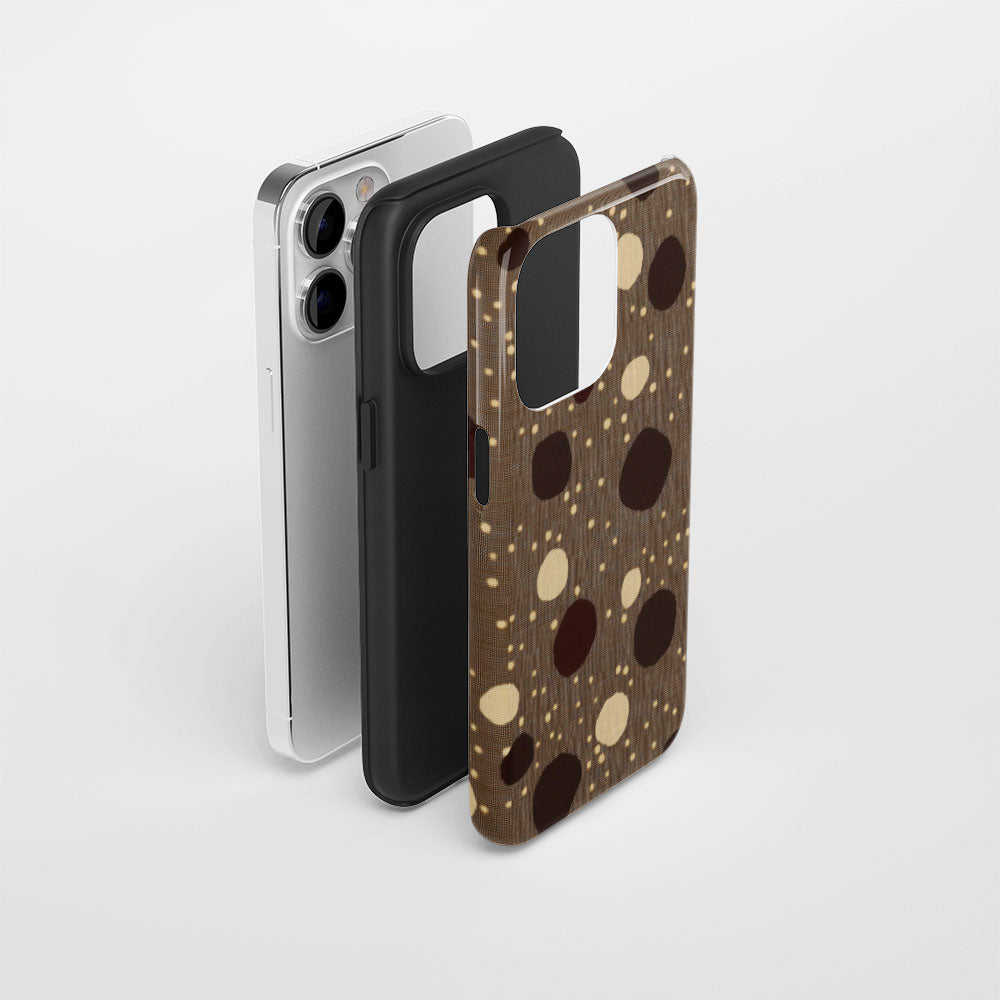 Double-Layer Semi-Handprinted Tough Matte Dots iPhone Case