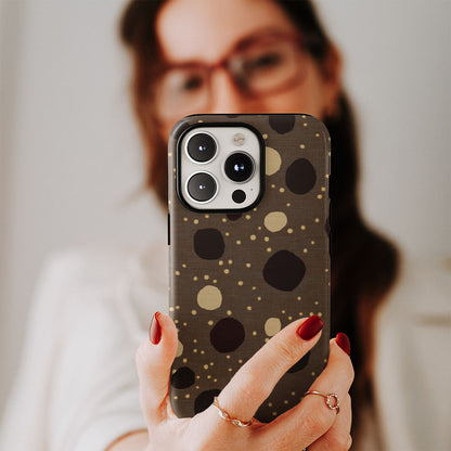 Double-Layer Semi-Handprinted Tough Matte Dots iPhone Case