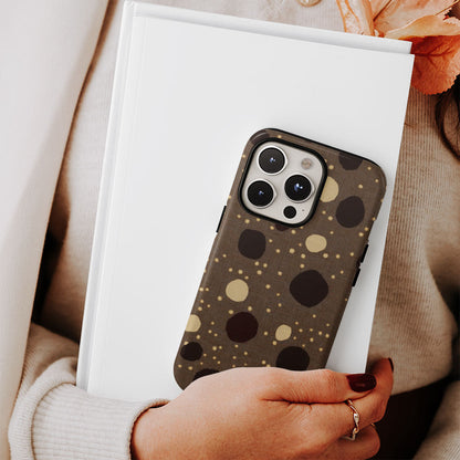 Double-Layer Semi-Handprinted Tough Matte Dots iPhone Case