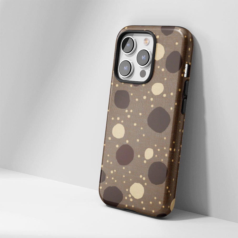 Double-Layer Semi-Handprinted Tough Matte Dots iPhone Case