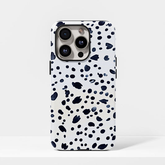 Double-Layer Semi-Handprinted Tough Matte Dots iPhone Case