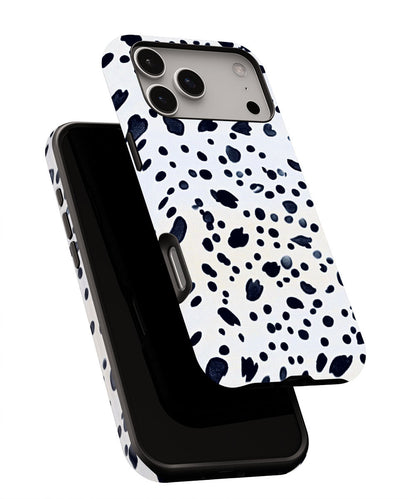 Double-Layer Semi-Handprinted Tough Matte Dots iPhone Case