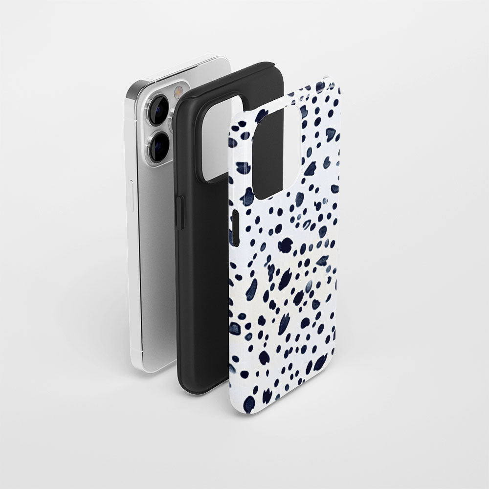 Double-Layer Semi-Handprinted Tough Matte Dots iPhone Case